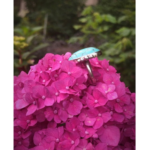 Genuine Turquoise Ring in Sterling Silver - Handmade - Picture 2 of 3